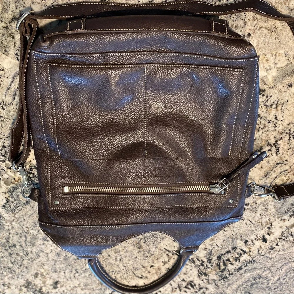 Roots Brown Leather hand Bag or crossbody bag